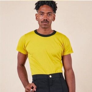Petite Big Bud Press Black Ringer Tee in Yellow